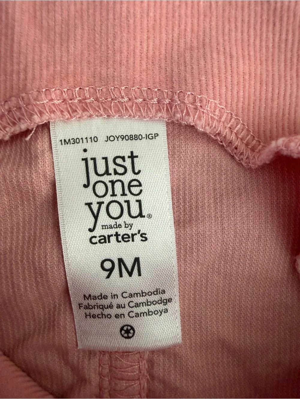 Carter's Pink Corduroy Overall Dress with Embroidered Face Size 9M